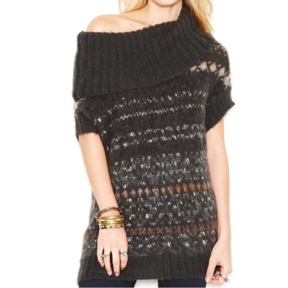 Free People Snow Bunny sweater cowl M fair isle - Picture 2 of 4